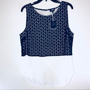 NWT KAARI BLUE EYELET SLEEVELESS COTTON SHIRT